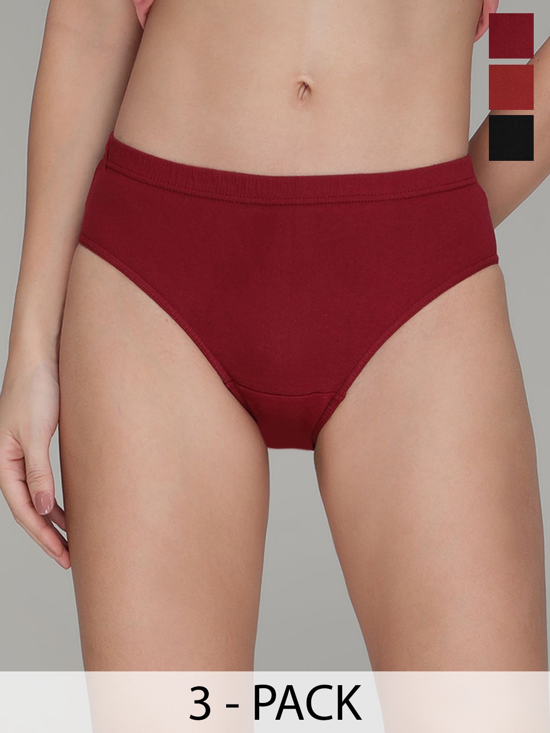 

AMUL COMFY Pack Of 3 Cotton Mid Rise Hipster Briefs AC-PLPANIE-BK-CE-CB-XL-3PC, Black