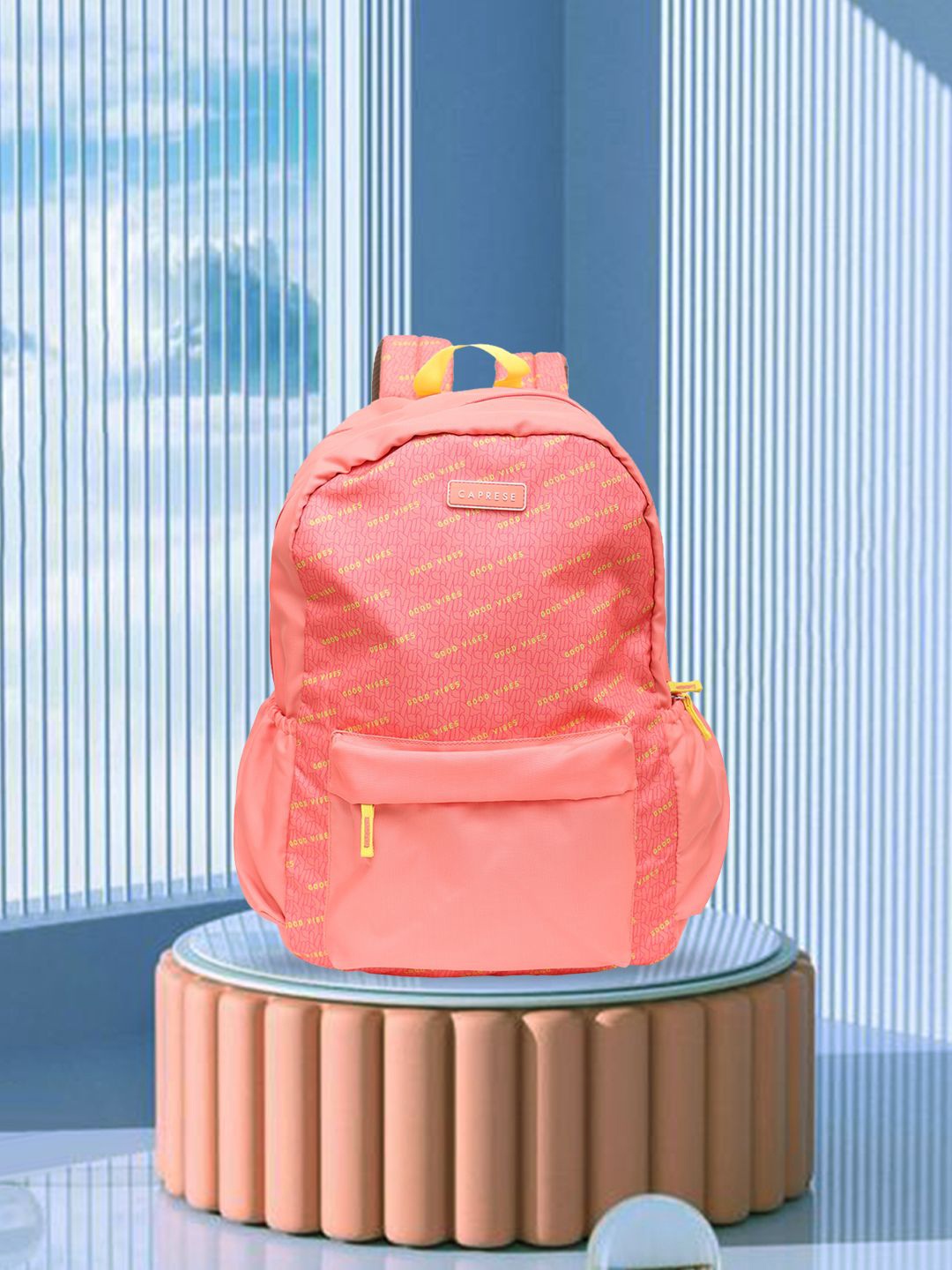 

Caprese Women Backpack with Compression Straps, Peach