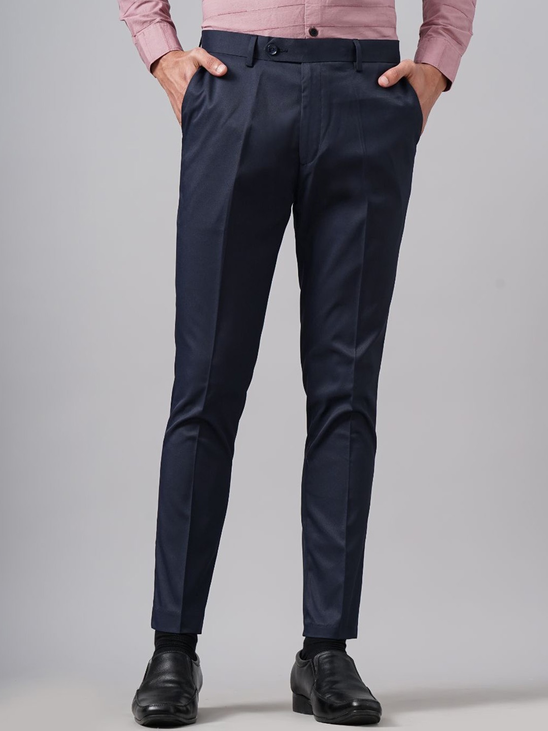 

PAUL STREET Men Urban Slim Fit Formal Trousers, Navy blue