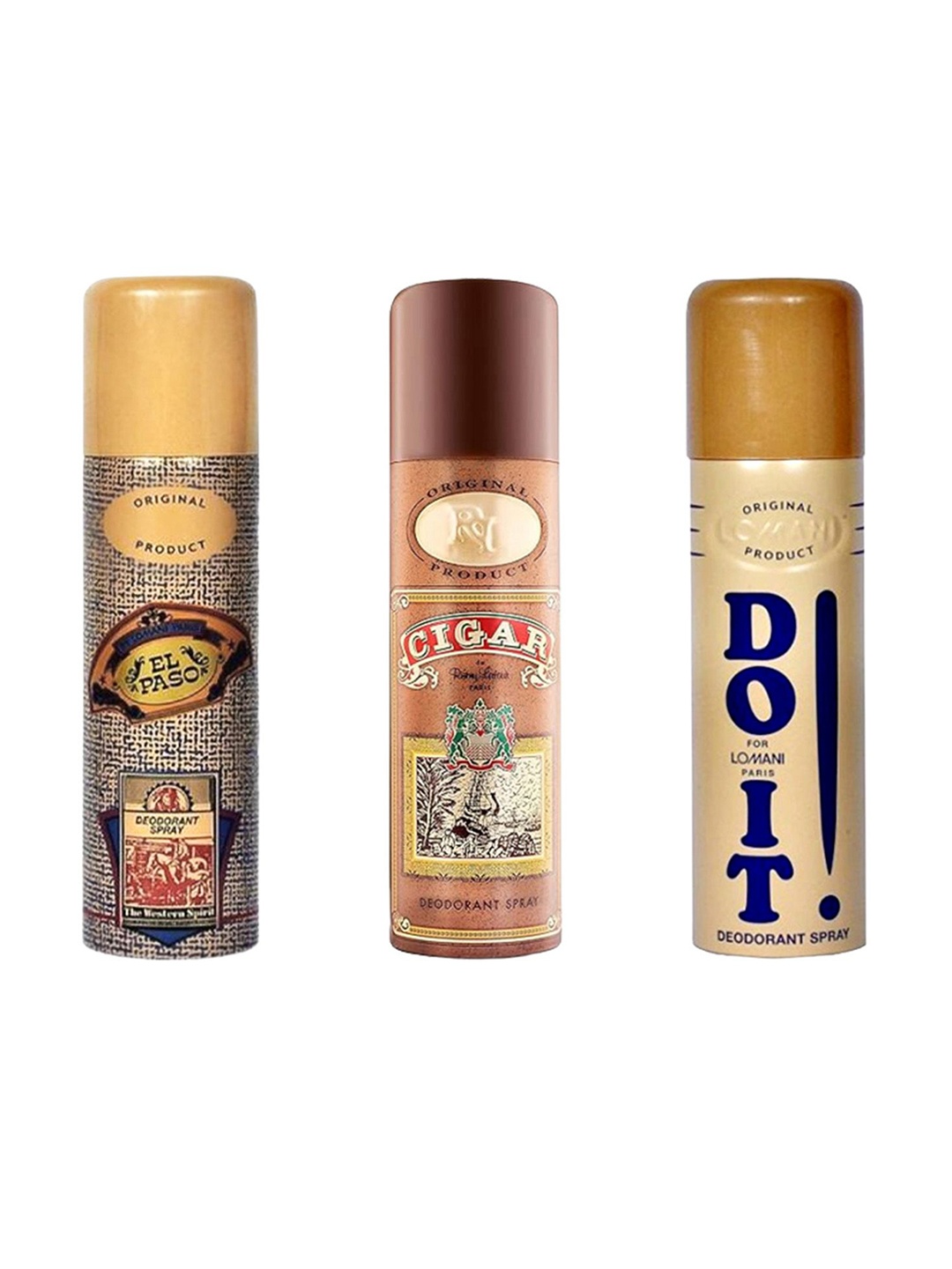 

Lomani Set Of 3 Elpaso Cigar & Do It Long Lasting Deodorant Spray - 200g Each, Brown