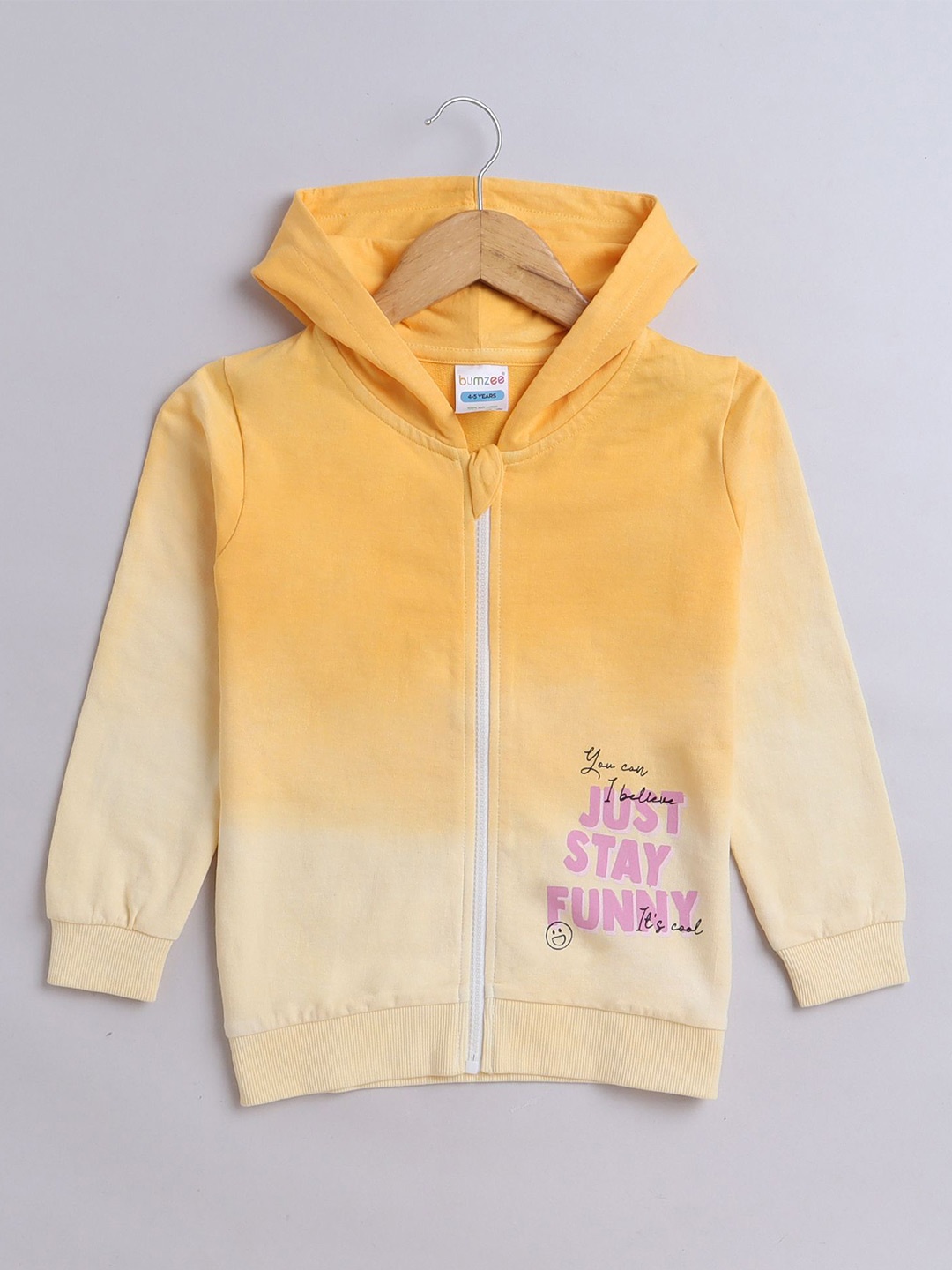 

BUMZEE Girls Printed Hooded Sweatshirt, Yellow