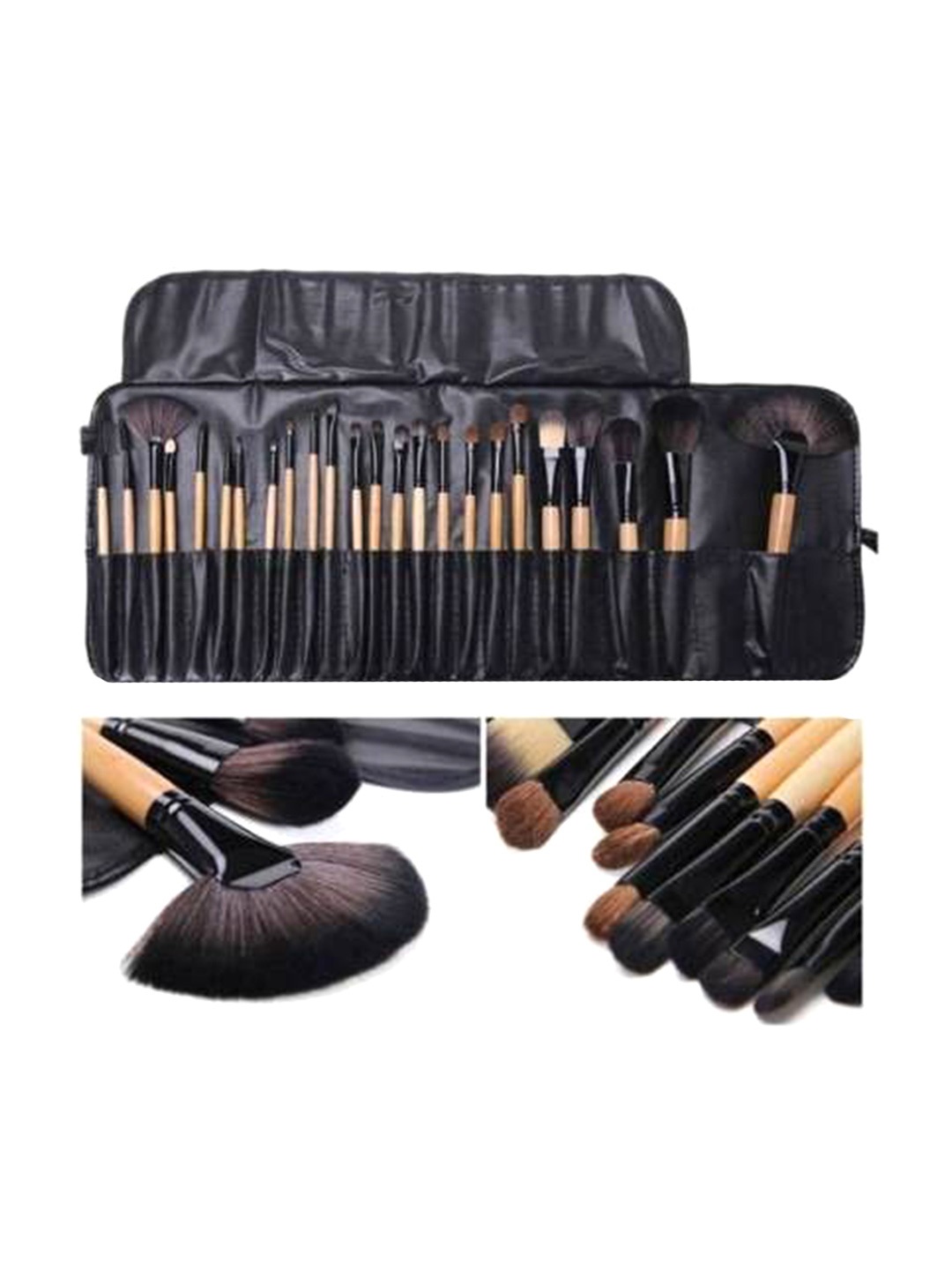 

Yoana Set Of 24 Makeup Brushes With Leather Pouch, Black