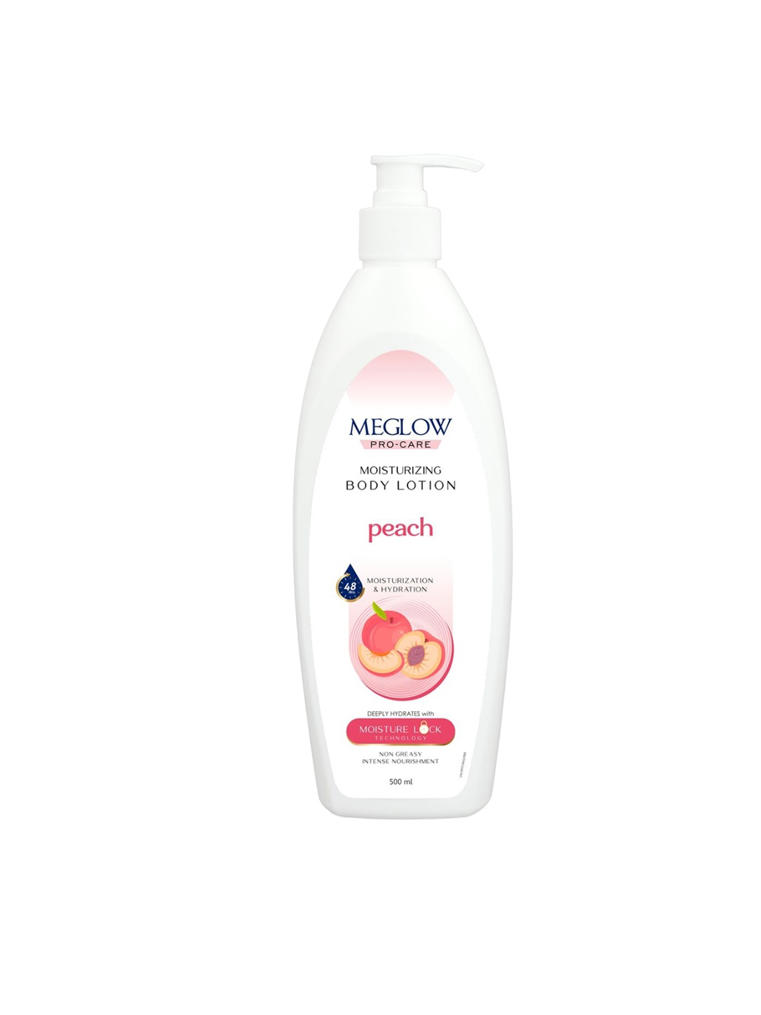 

MEGLOW Pro-Care Peach Moisturizing Body Lotion with Moisture Lock Technology - 500 ml, White