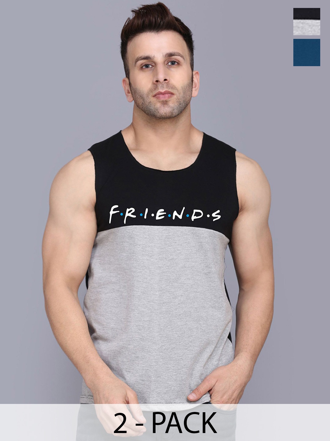 

SLOWLORIS Pack Of 2 Printed Gym Vests, Teal