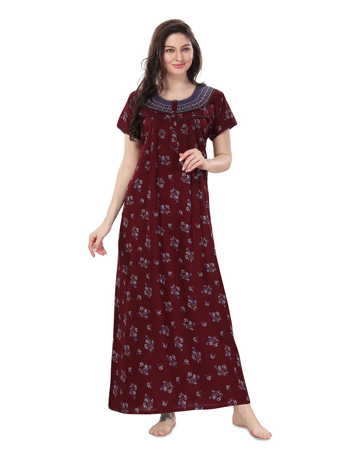 

Soulemo Printed Maxi Nightdress, Maroon