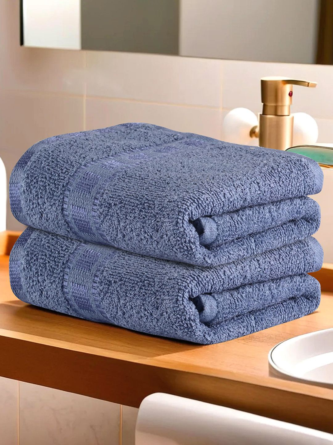 

Kuber Industries Blue 2 Pieces Cotton 225 GSM Anti Bacterial Face Towels