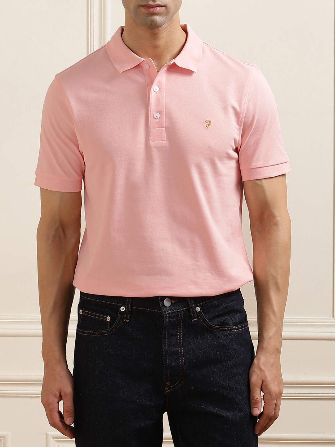 

Farah Men Solid Polo Collar Cotton T-shirt, Pink