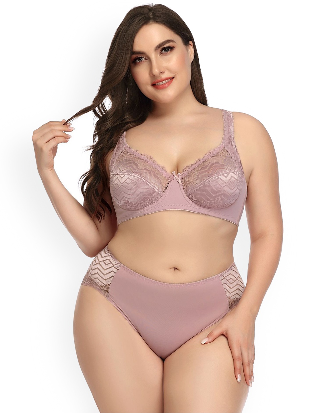 

LULU & SKY Lace Lingerie Set XHN-R208-BEAN PASTE, Purple