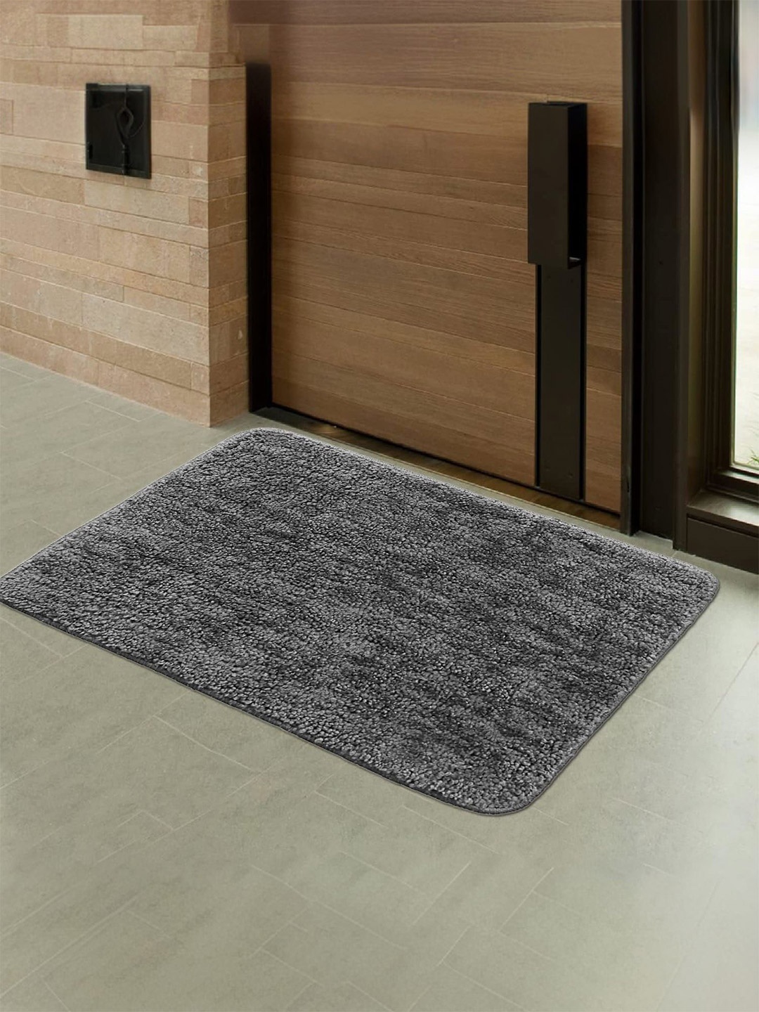 

Kuber Industries Blue & Grey 6 Pieces Anti-Slip Microfiber Doormats