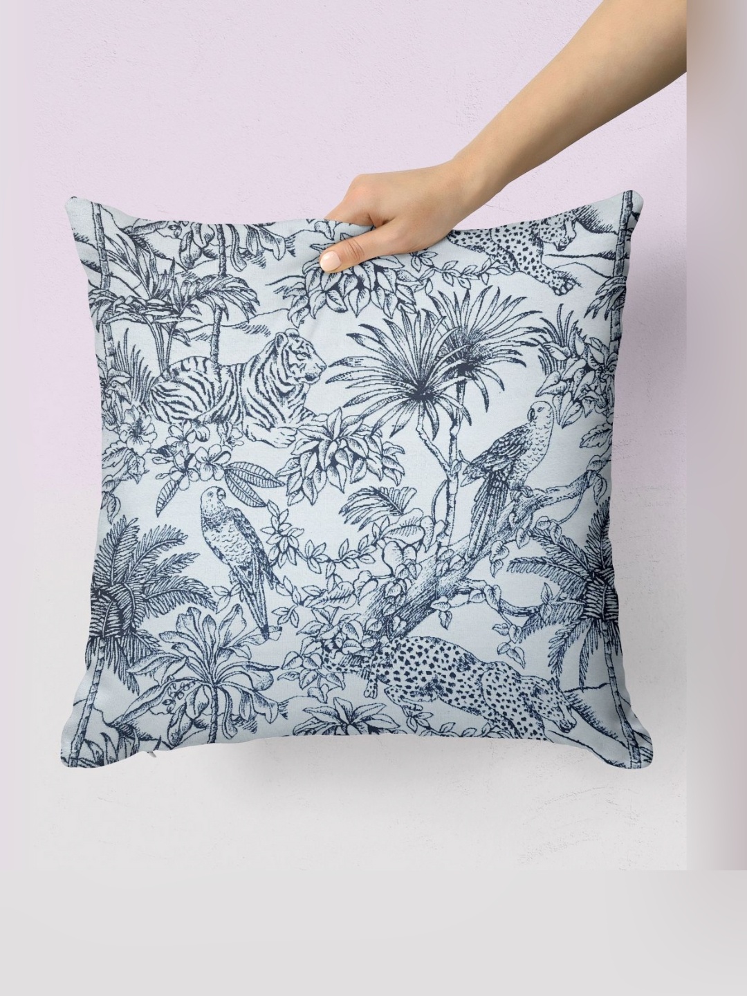 

BIANCA Grey & Black Floral Square Cushion Covers