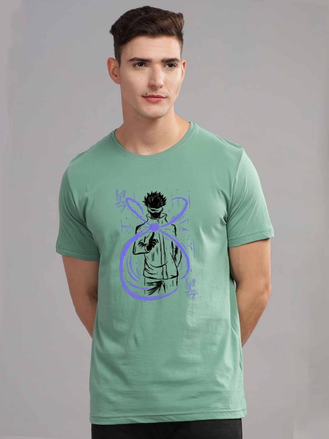 

ADRO Men Graphic Printed Graphic Print Others Round Neck Cotton Tshirt, Sea green