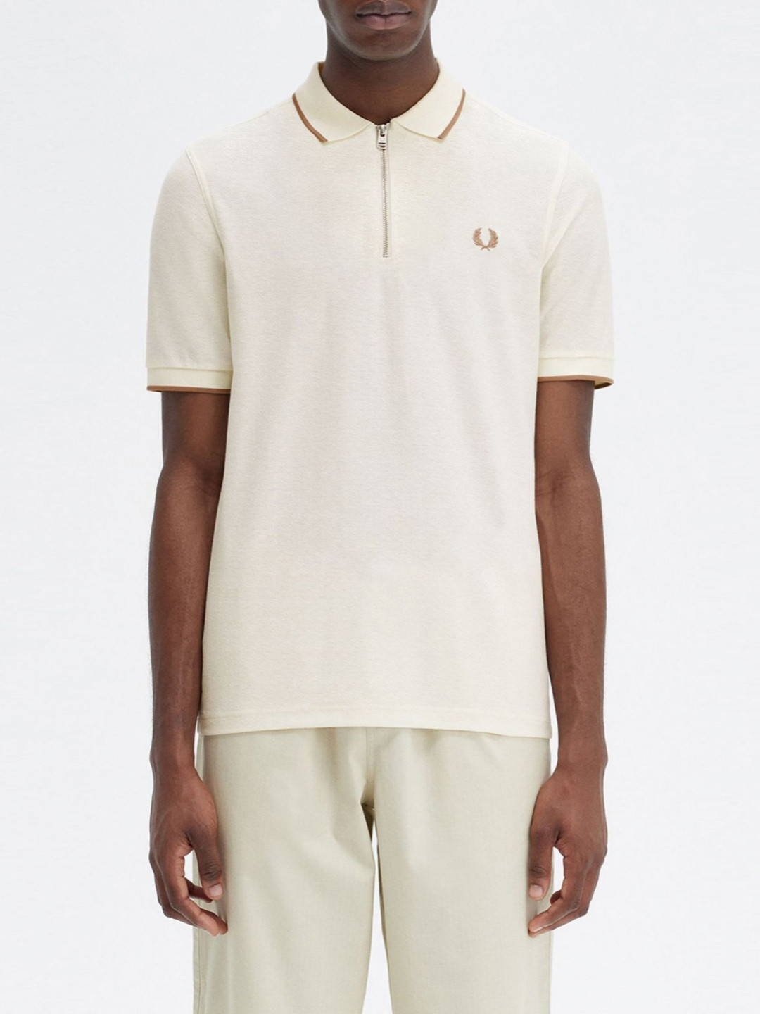 

Fred Perry Men Polo Collar Applique T-shirt, White