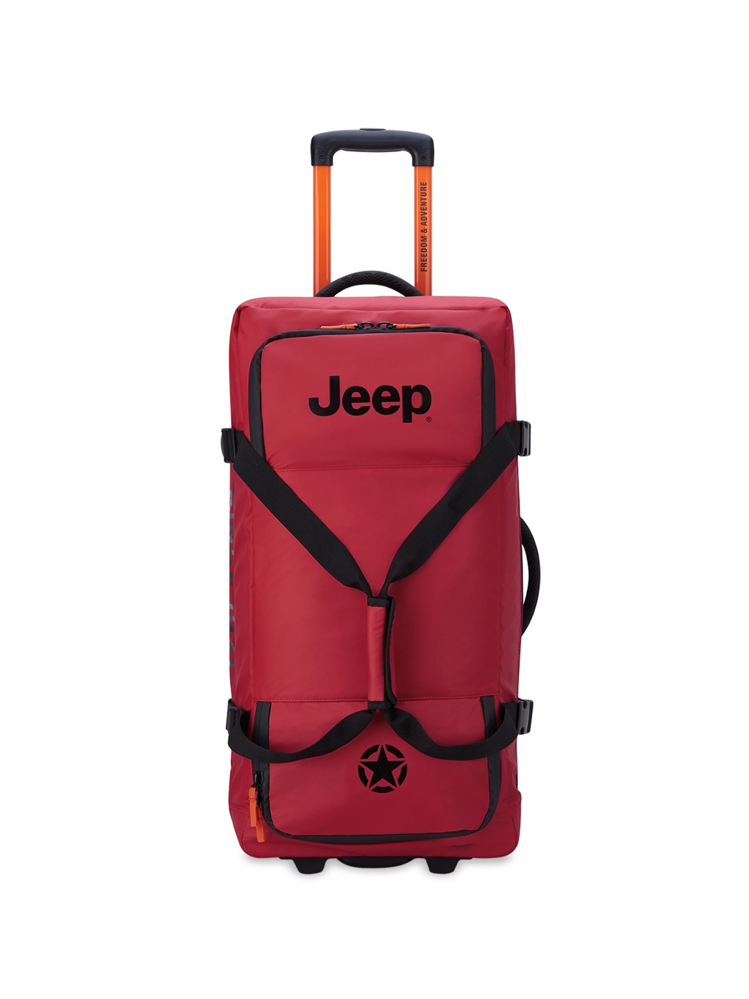 

Jeep Colourblocked Soft Medium Duffle Trolley Bag, Red