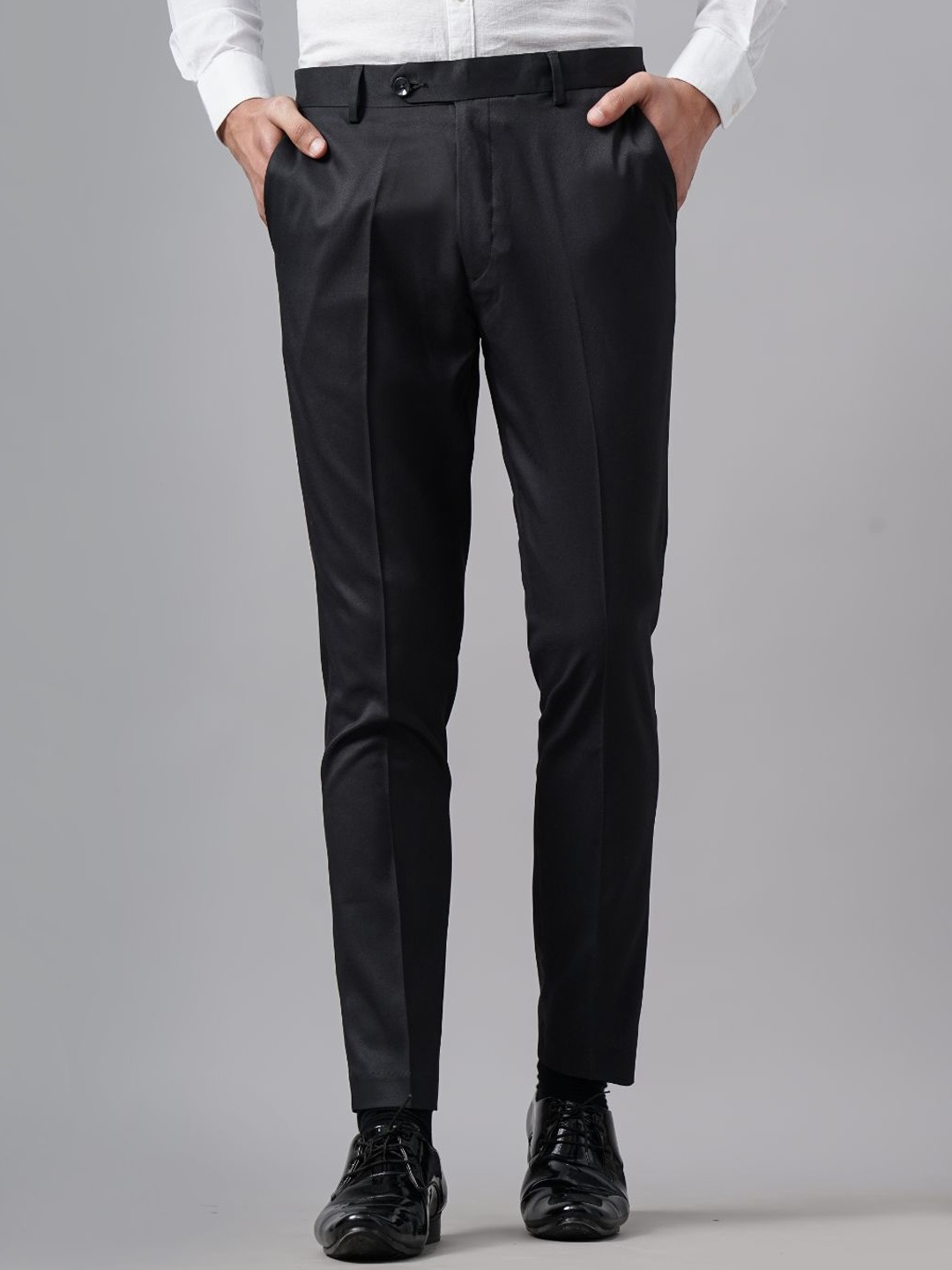 

PAUL STREET Men Urban Slim Fit Formal Trousers, Black