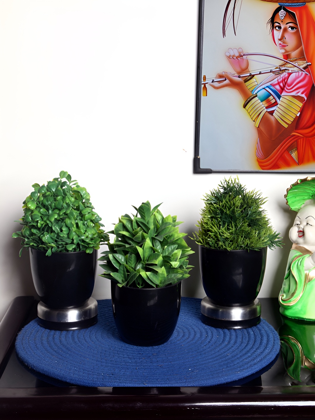 

FOLIYAJ Green 3 Pieces Artificial Plant With Pot