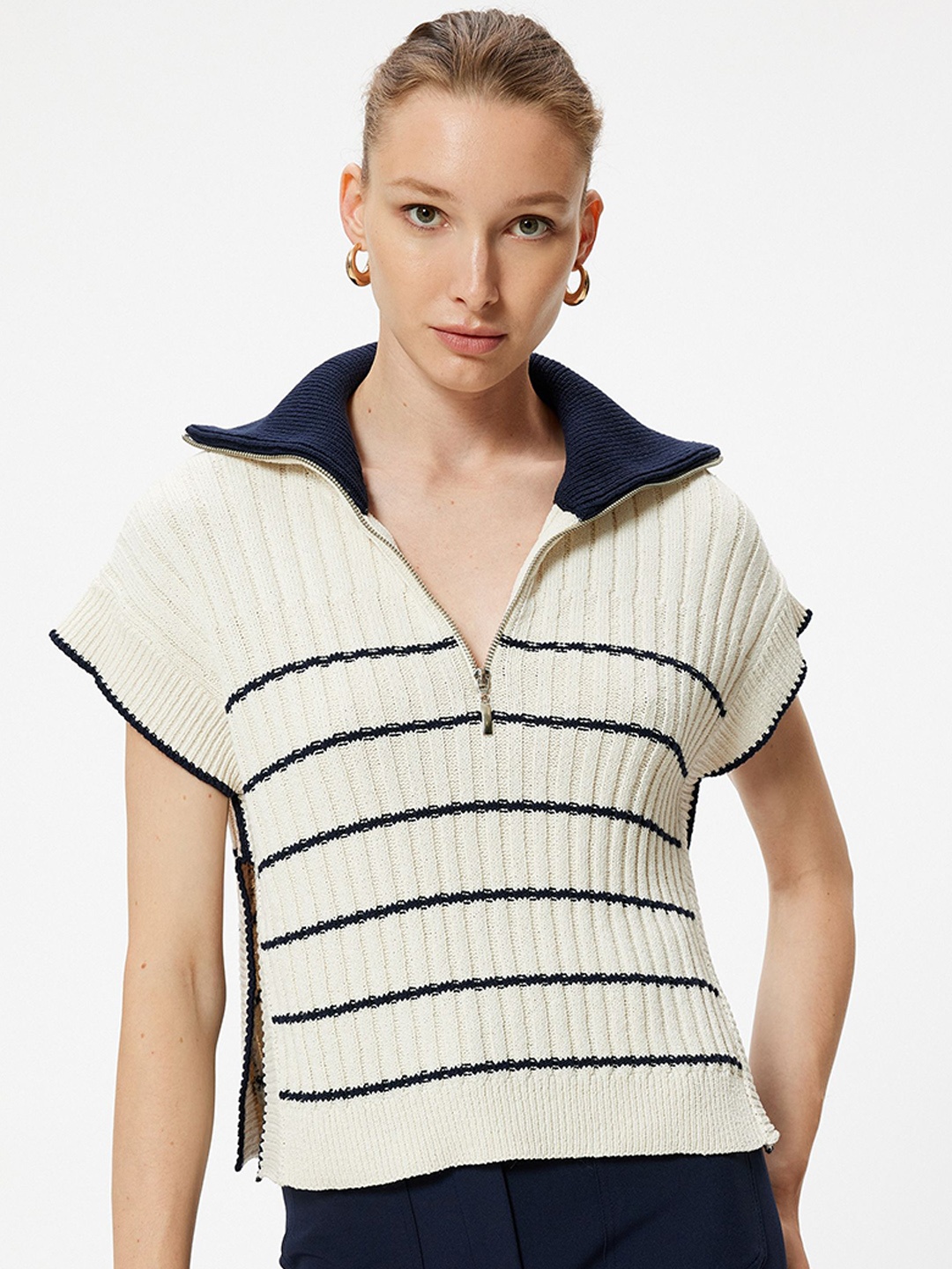 

Koton Striped Sleeveless Pullover Sweater, Navy blue