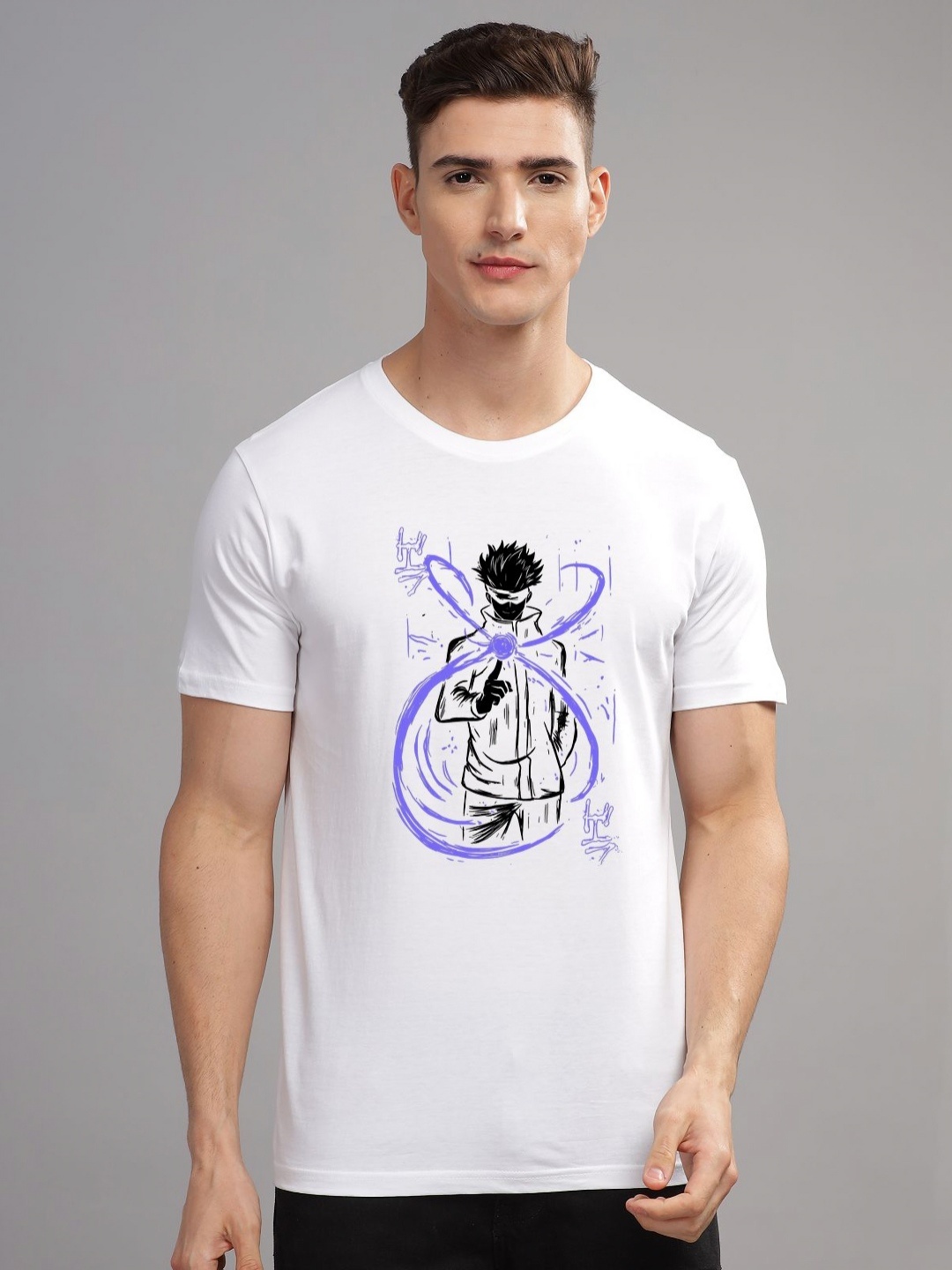 

ADRO Men Graphic Printed Graphic Print Others Round Neck Cotton Tshirt, White