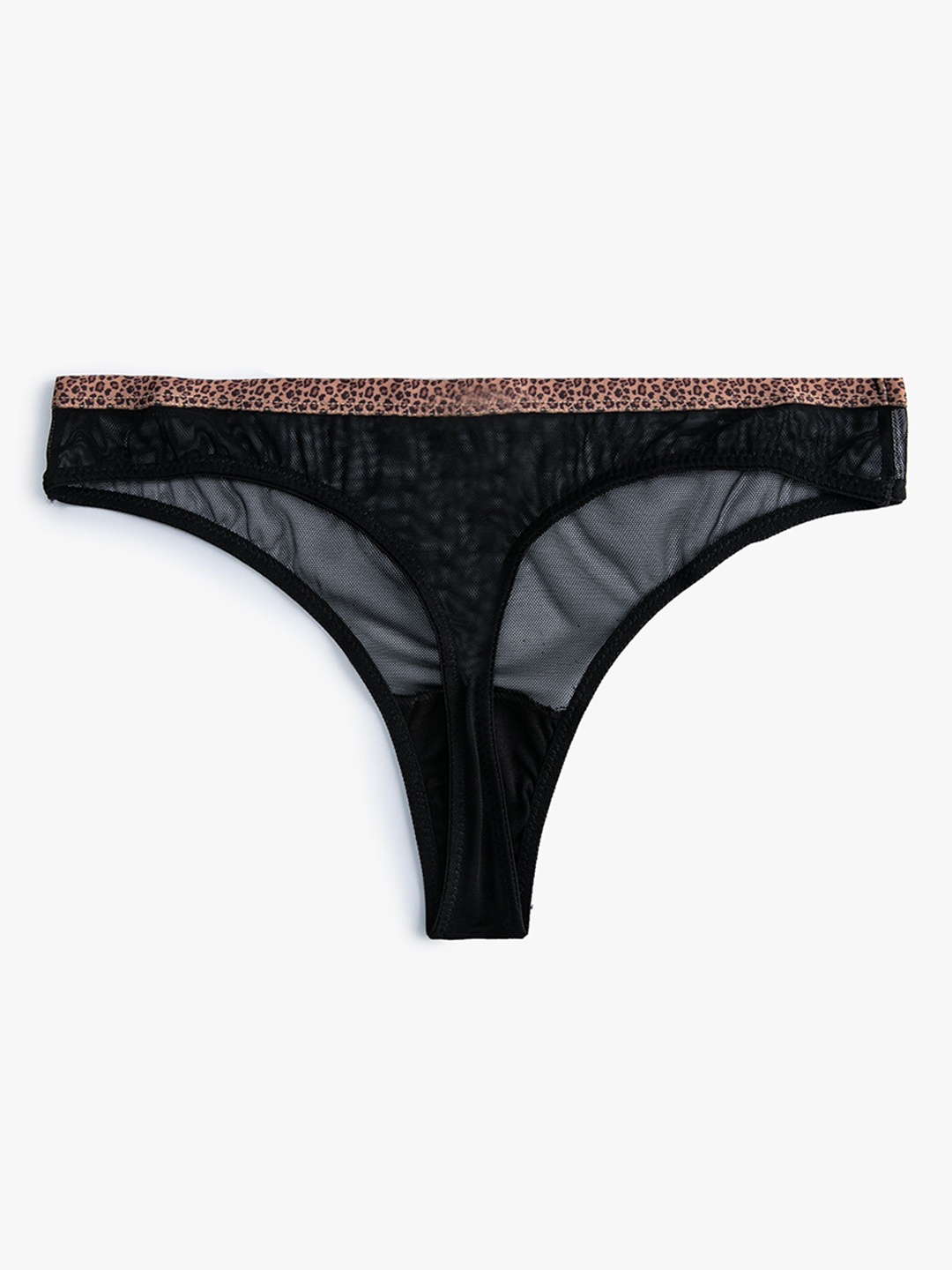 

Koton Animal Printed Mesh Mid-Rise Briefs 8684287718074, Black