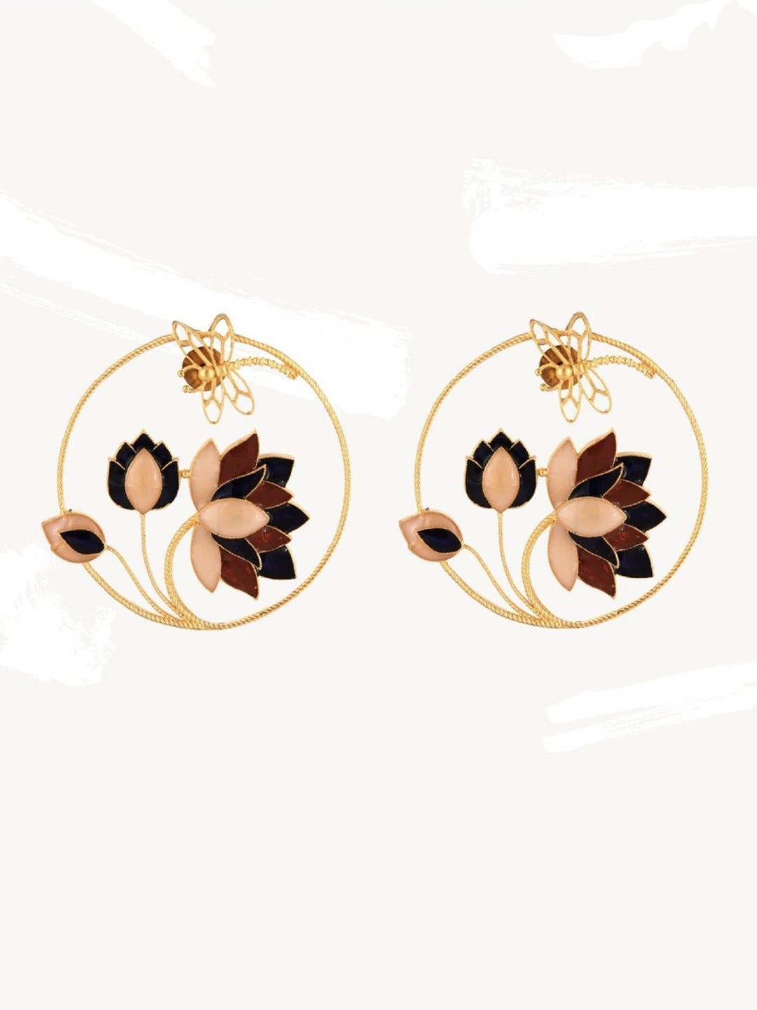 

Trupti Mohta Artisinal Rustic Stone Studded Circular Drop Earrings, Gold