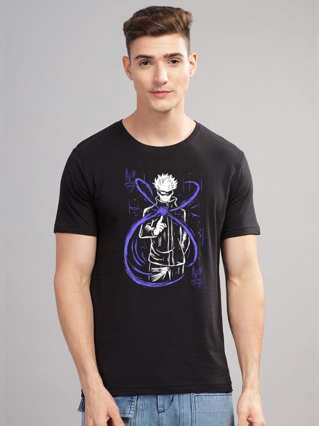 

ADRO Men Graphic Printed Graphic Print Others Round Neck Cotton Tshirt, Black