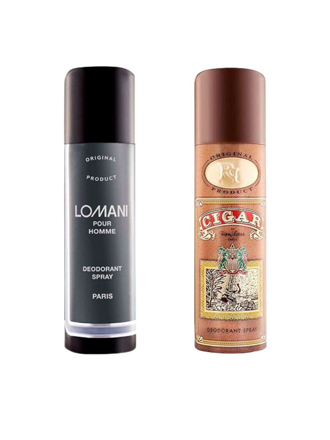 

Lomani Set Of 2 Pour Homme & Cigar Long Lasting Deodorant Spray - 200g Each, Brown