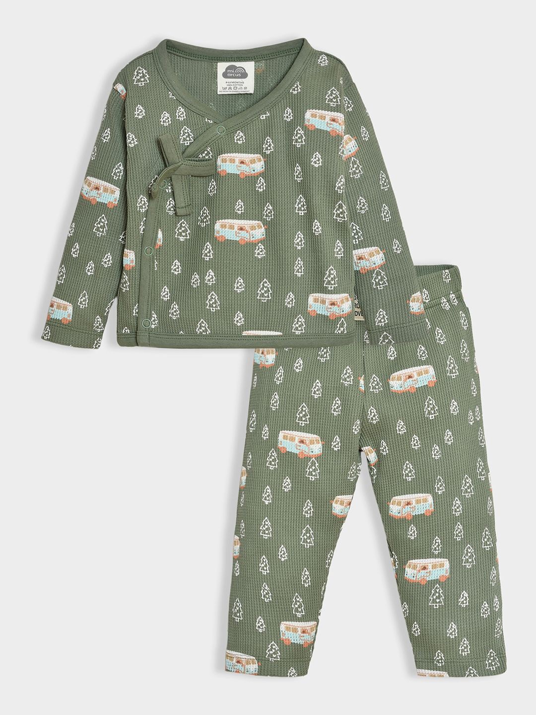 

MiArcus Kids Graphic Printed T-shirt With Pyjamas, Green
