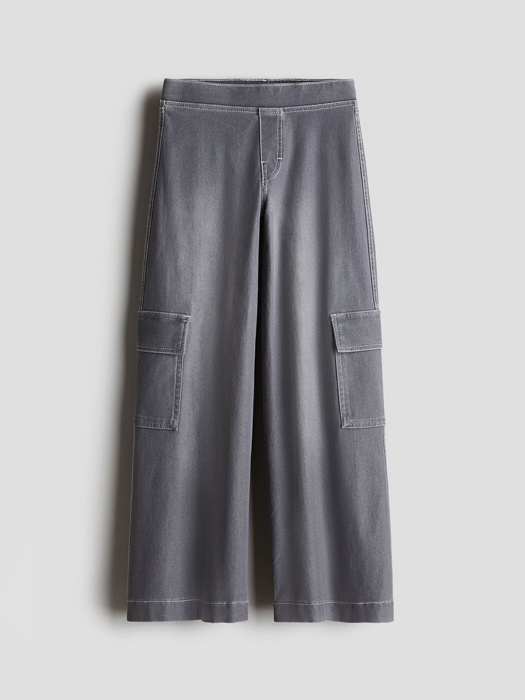 

H&M Girls Wide Cargo Trousers, Grey