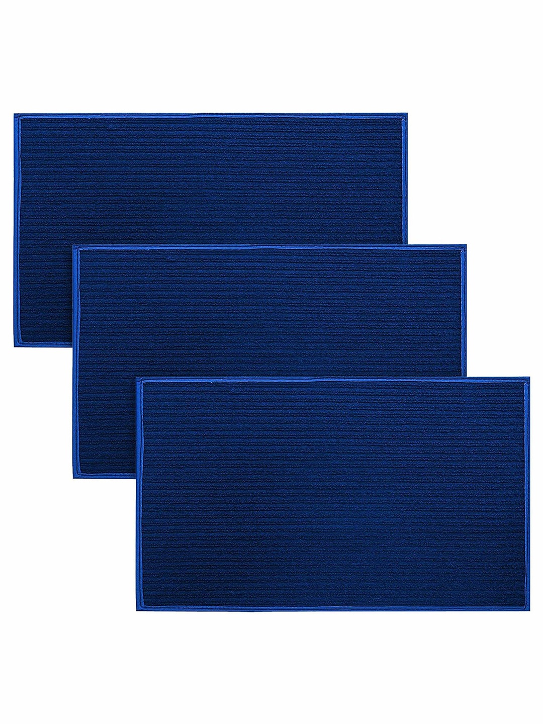 

Kuber Industries Blue 3 Pieces Modern Microfiber Door Mats