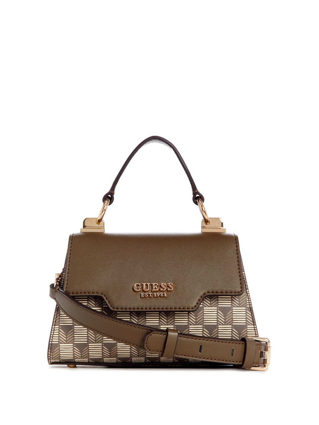 

GUESS Animal Embellished PU Structured Handheld Bag, Green