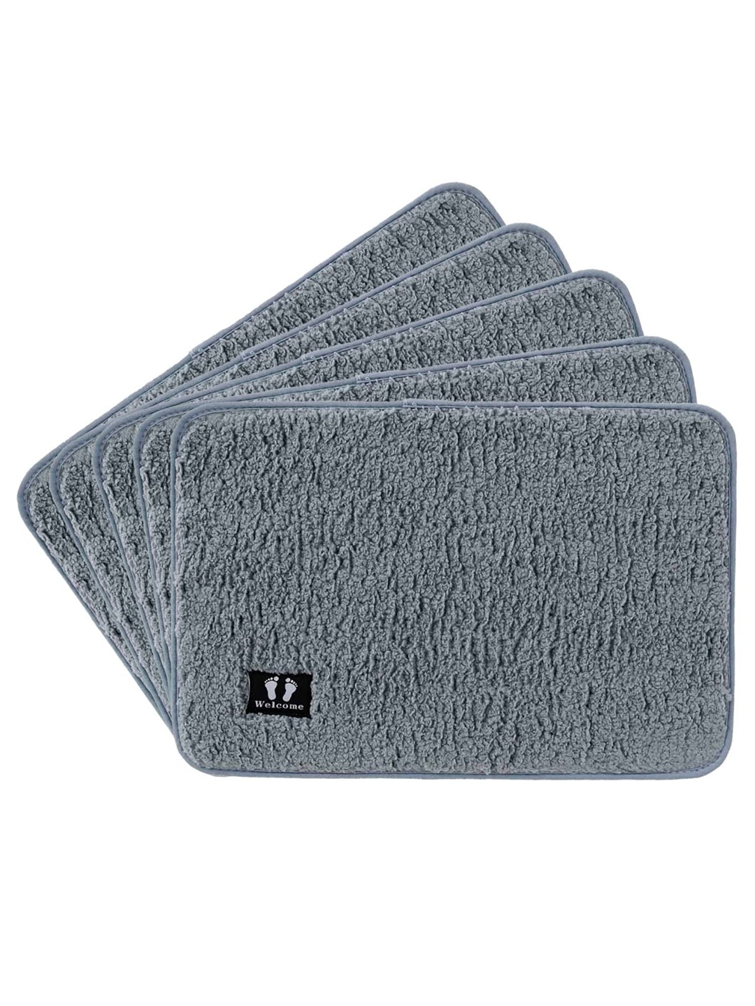 

Kuber Industries Grey 5 Pieces Textured 240 GSM Bath Rugs