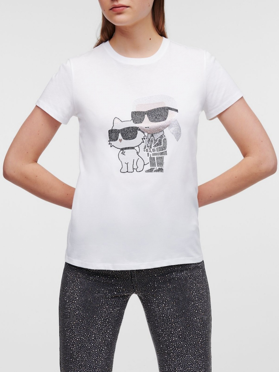 

Karl Lagerfeld Women Printed Applique T-shirt, White