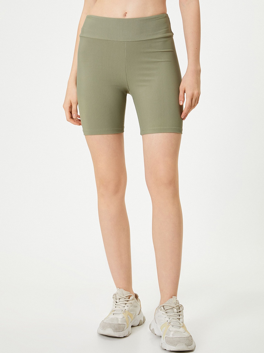 

Koton Women High-Rise Above Knee-Length Tights, Green