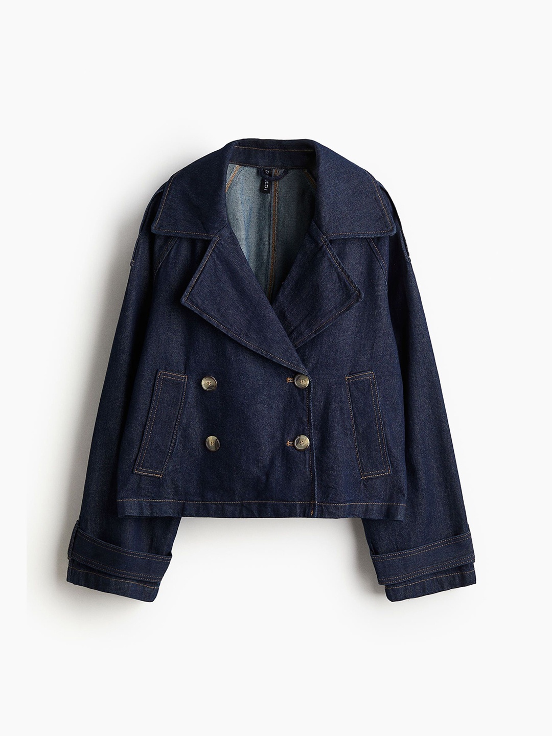 

H&M Women Drop Shoulder Short Trench Jackets, Blue