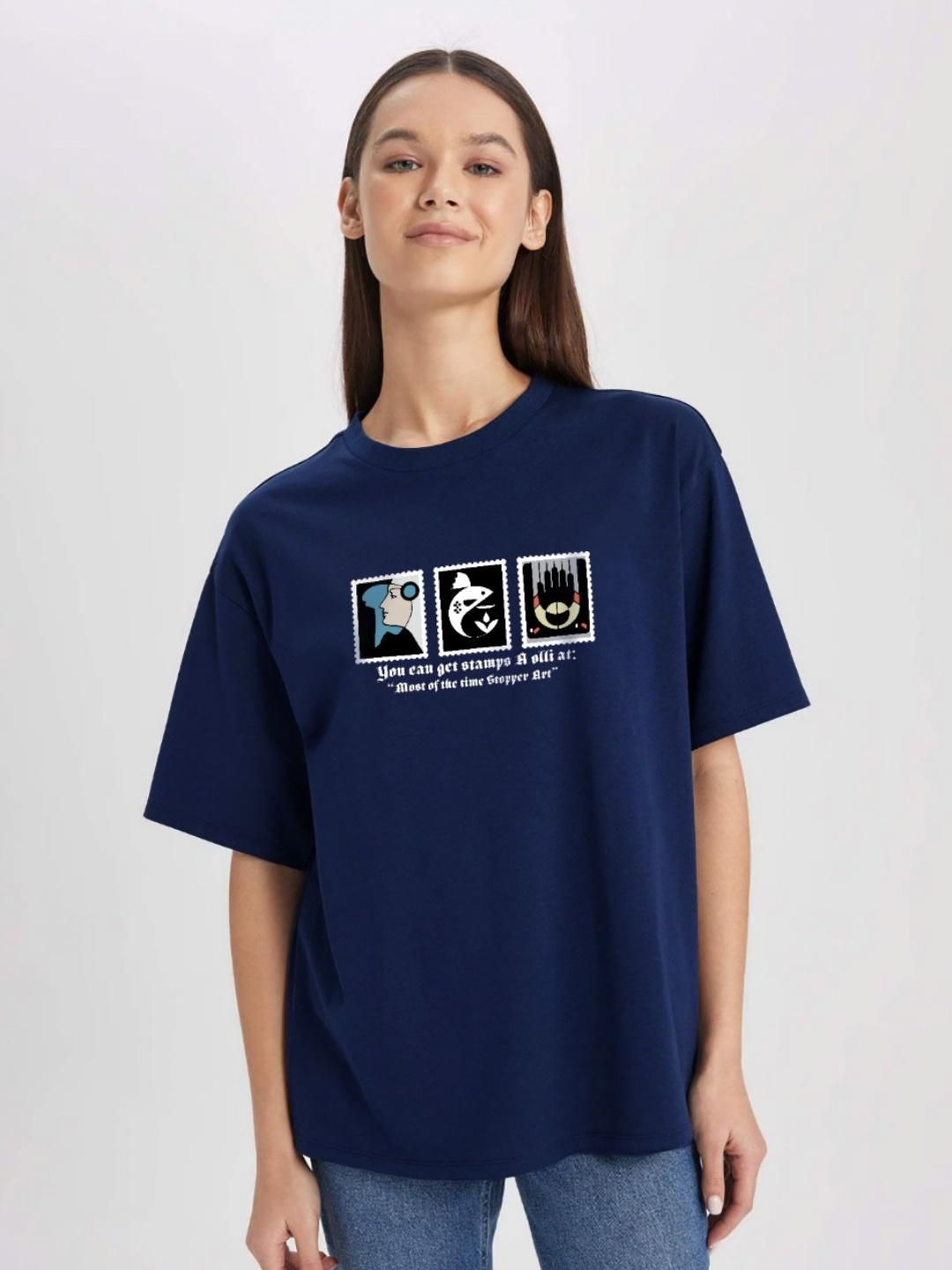 

MISCHIEF MONKEY Women Pockets T-shirt, Navy blue