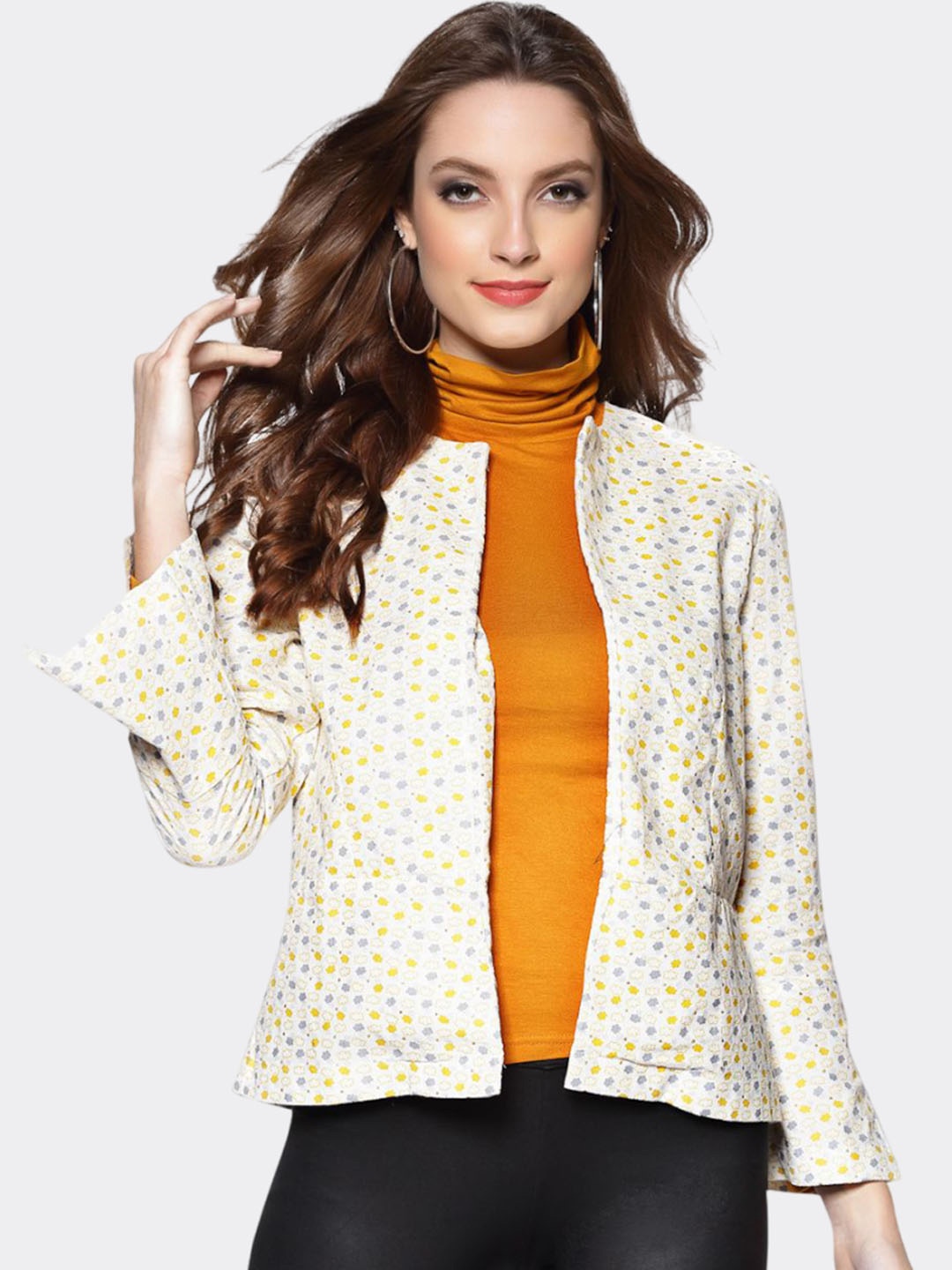 

Sera Women Printed Open Front Blazer, Off white