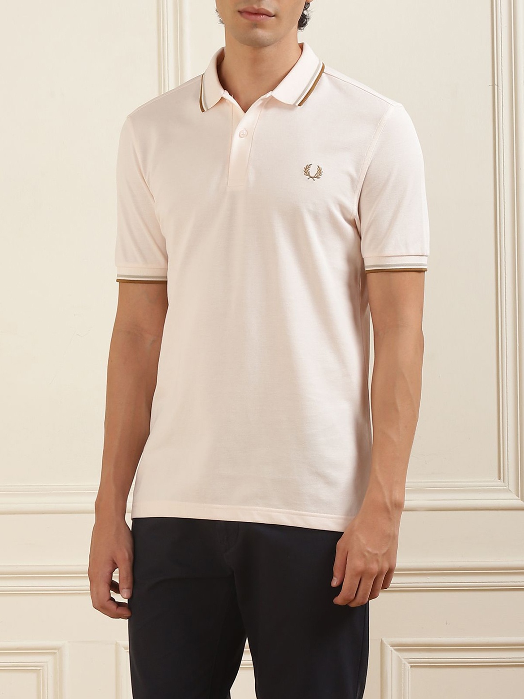 

Fred Perry Men Polo Collar T-shirt, Peach