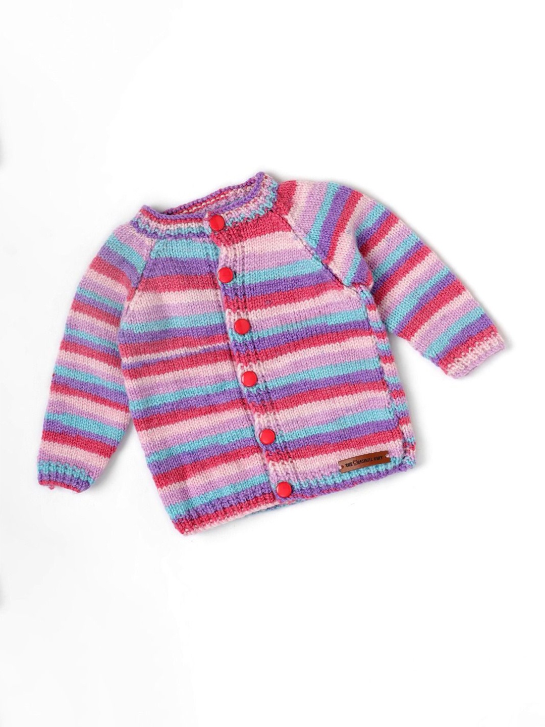 

The Original Knit Unisex Kids Striped Cardigan, Pink