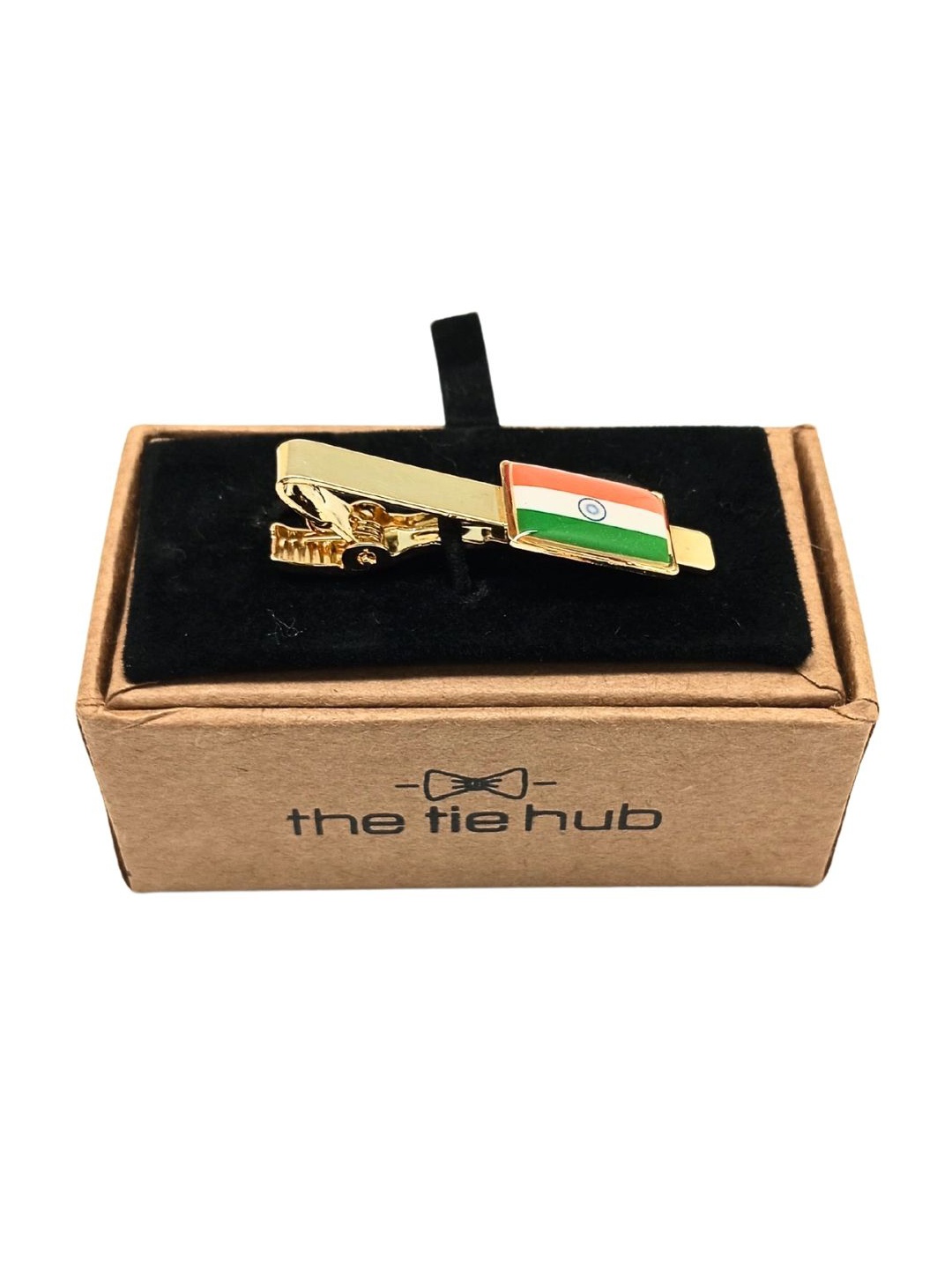 

The Tie Hub Tri Color India Flag Rectangular Shape Tie Bar, Orange