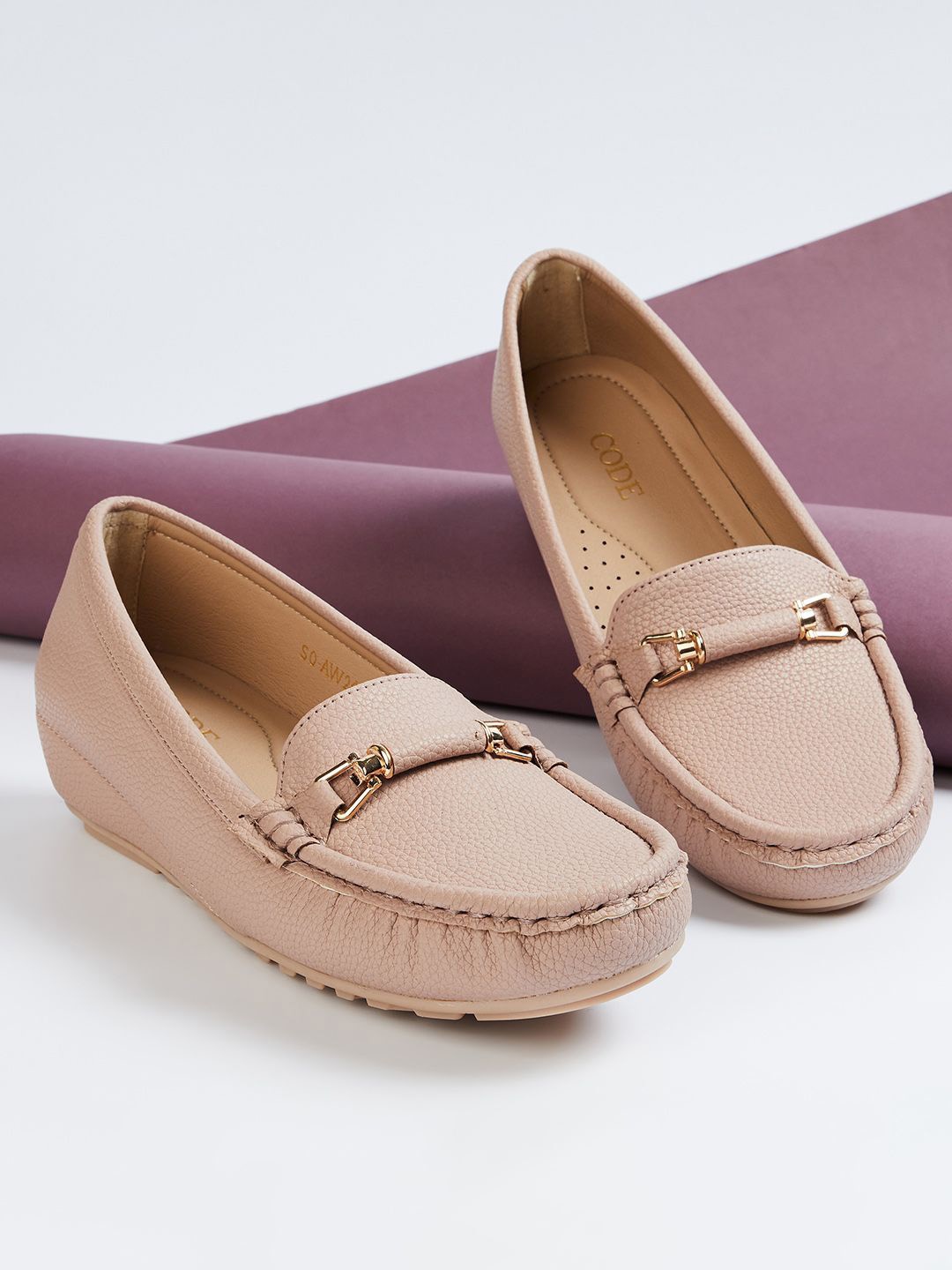

CODE by Lifestyle Women Textured PU Loafers, Pink