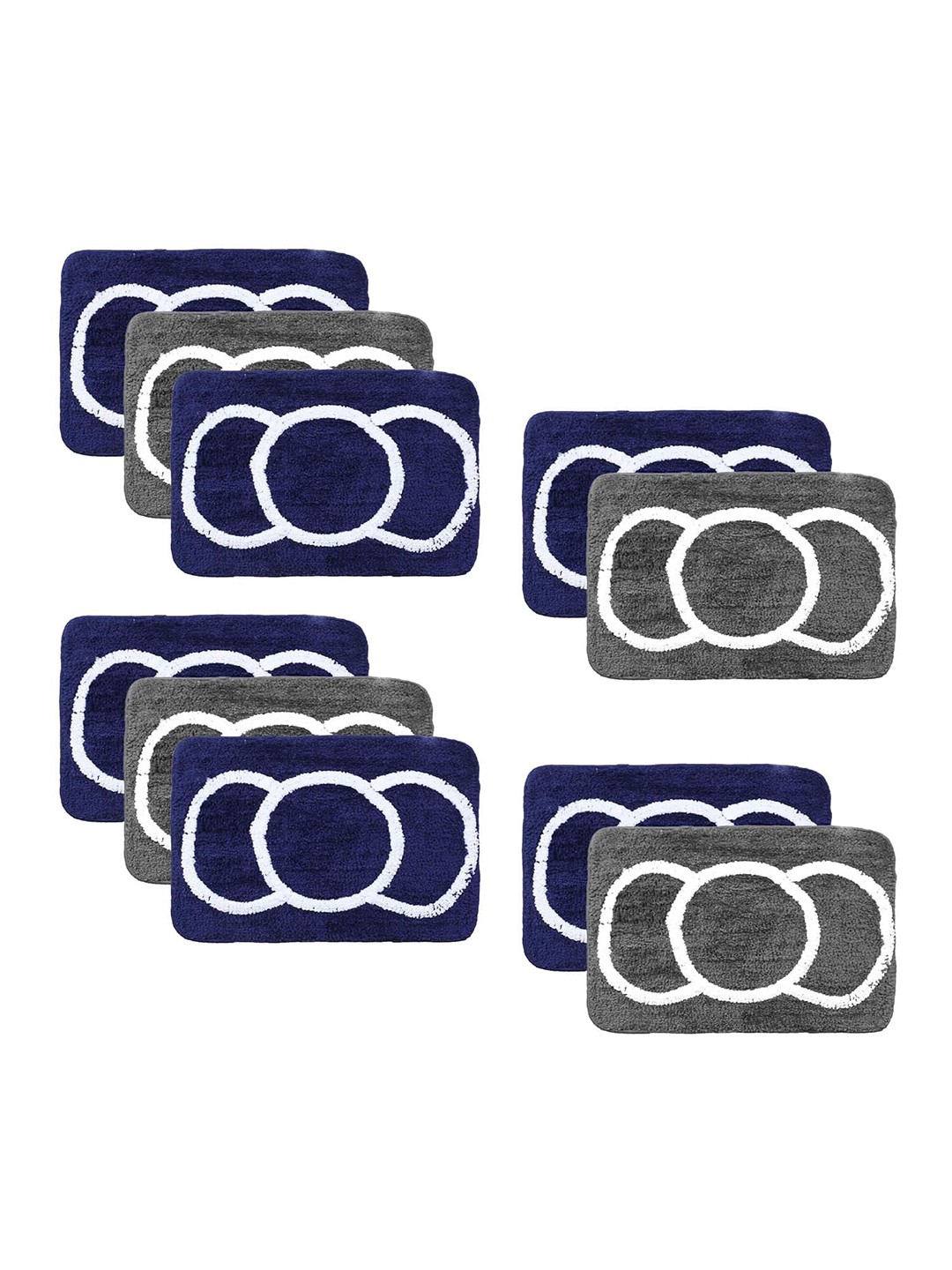 

Kuber Industries Blue & Grey 10 Pieces Microfiber Anti-Skid Doormats