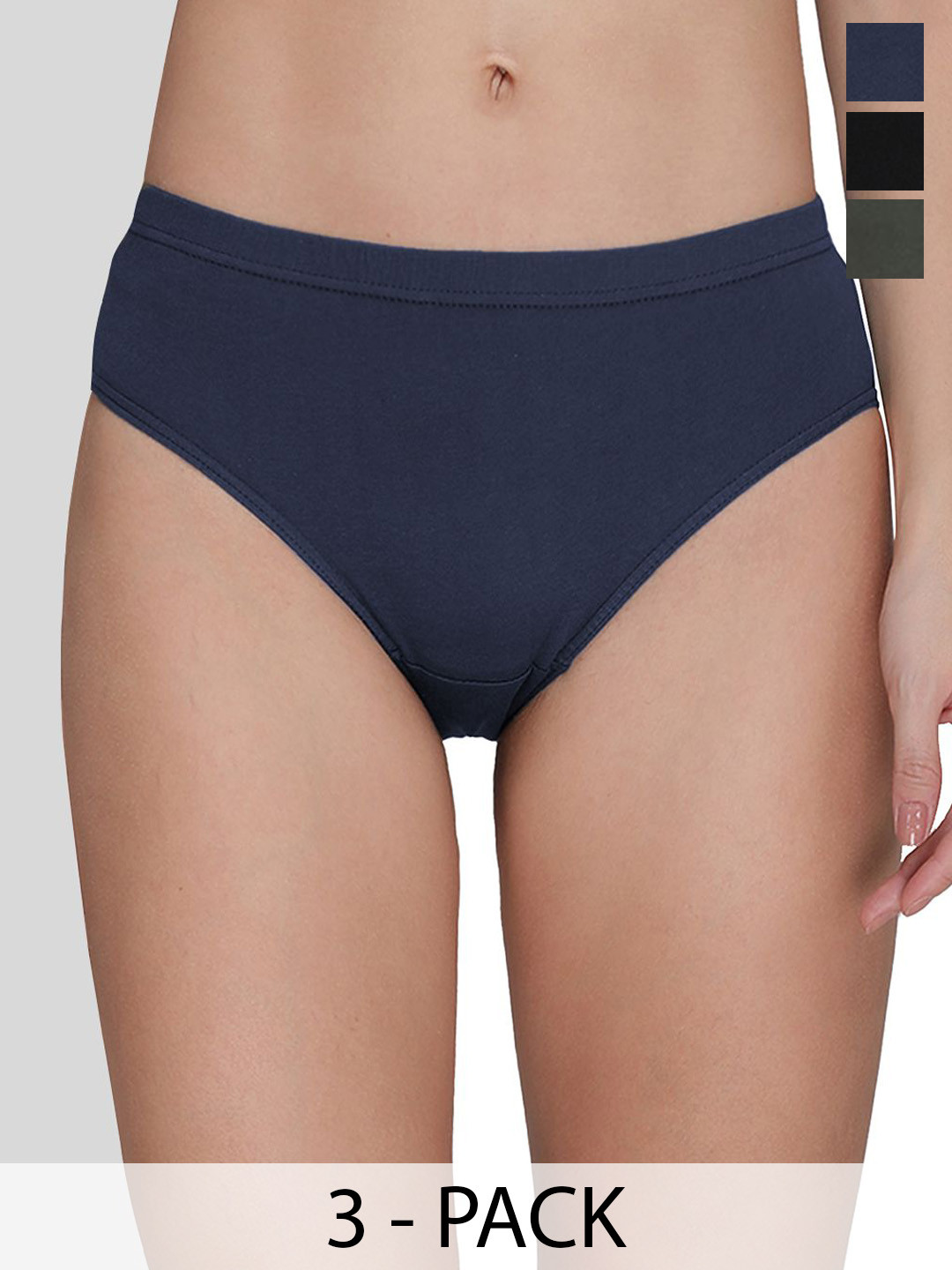 

AMUL COMFY Pack of 3 Mid-Rise Pure Cotton Hipster Briefs AC-PLPANIE-AF-BK-OL-XL-3PC, Black