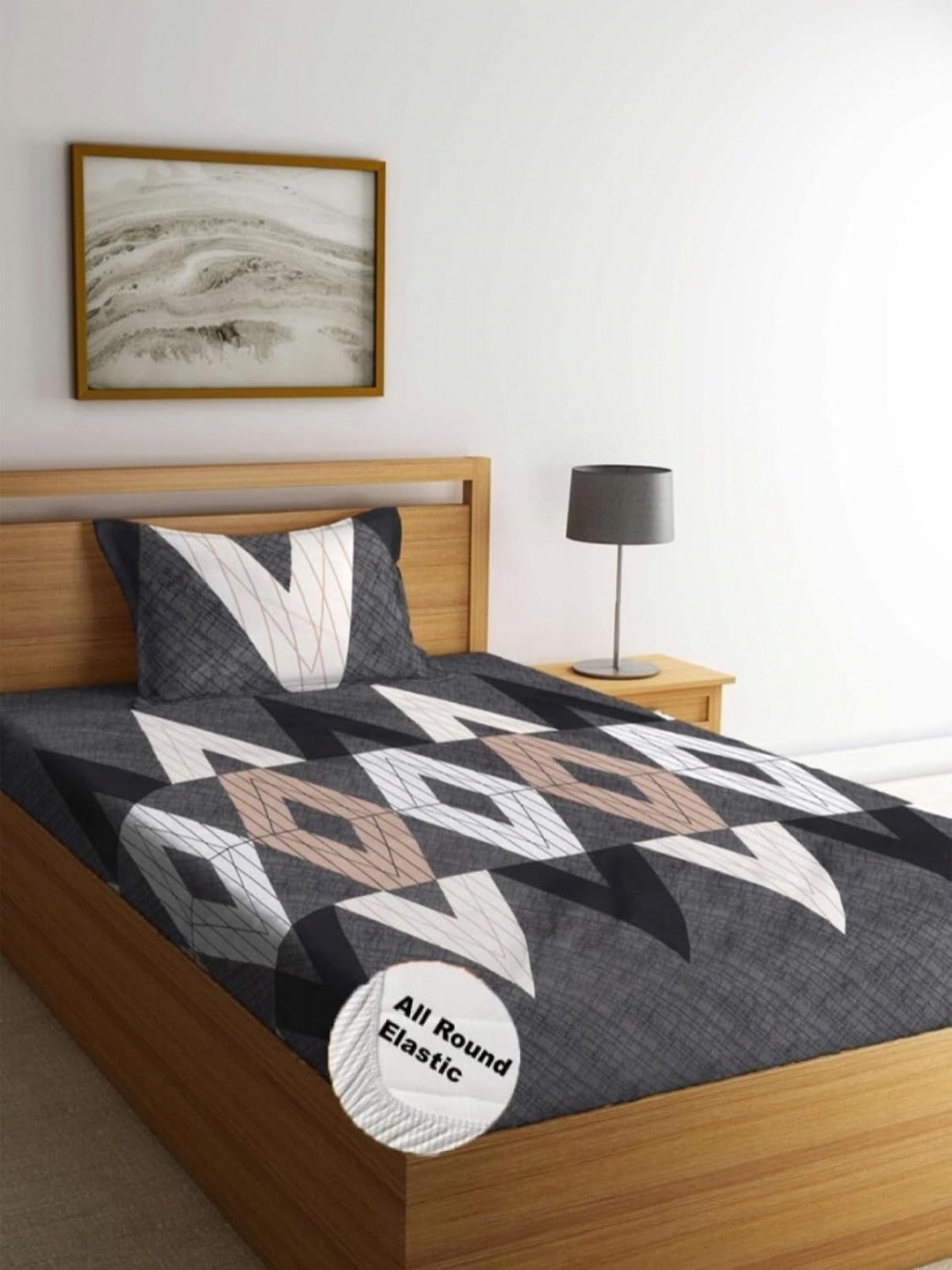 

Innovative Edge Purple & White Cotton 160 TC Abstract Single Bedsheet with 1 Pillow Cover