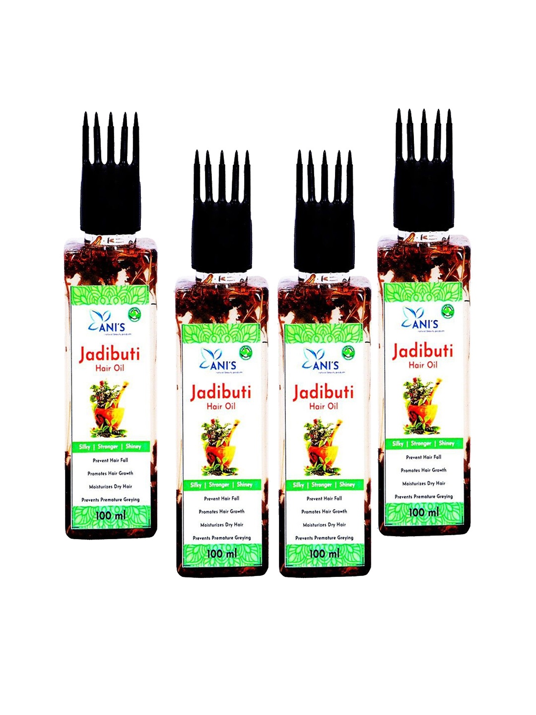 

ANI'S Set Of 4 Jadibuti Hair Oil - 100ml Each, Transparent