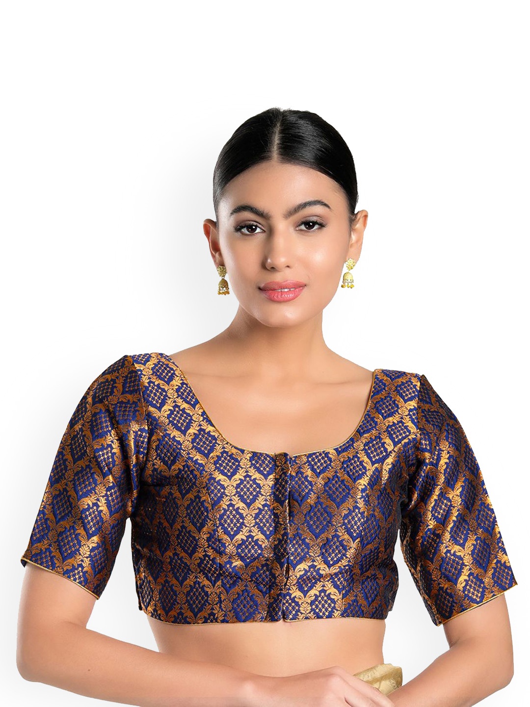 

Mmore Woven Design Saree Blouse, Blue