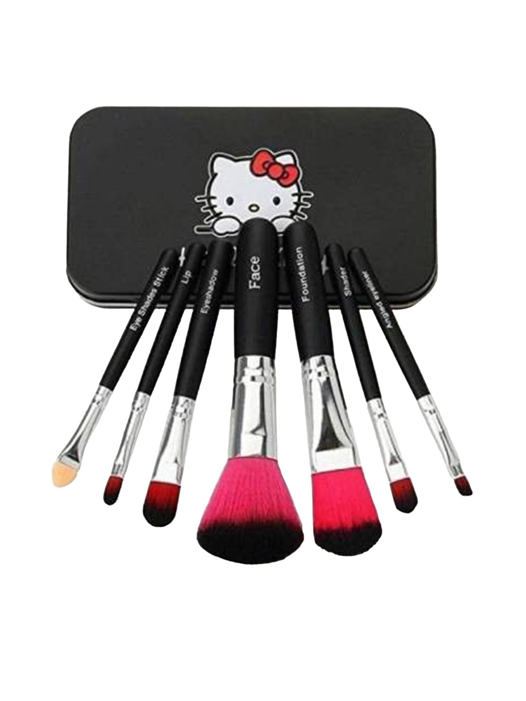 

Yoana Set Of 7 Professional Hello Kitty Makeup Brushes With Box, Black