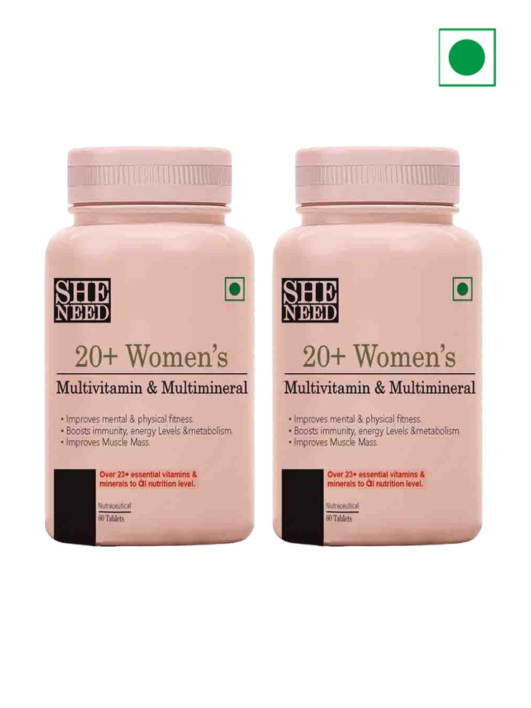 

SHENEED 2 Pcs 20+ Women's Multivitamin & Multiminerals - 60 Tablets Each, Nude