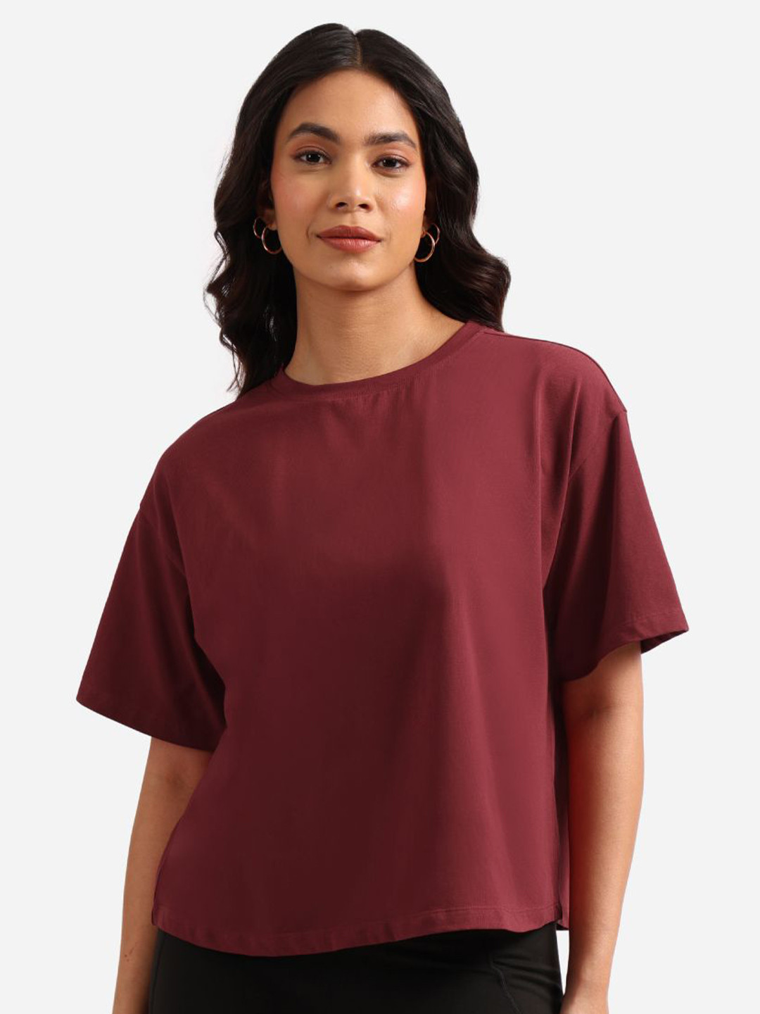 

Blissclub Women Moisture Wicking Pockets T-shirt, Burgundy