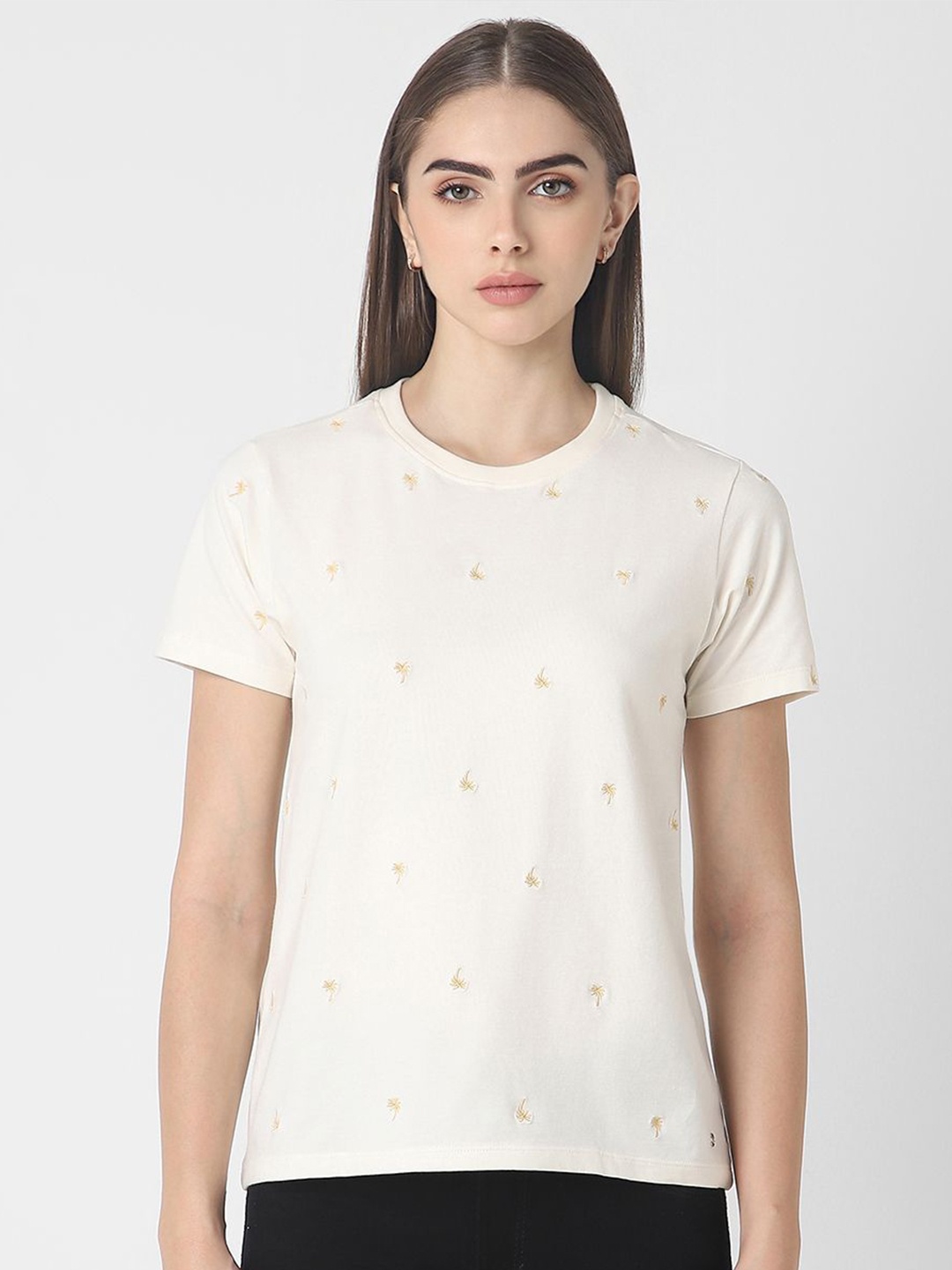 

Van Heusen Woman Embellished Cotton Top, Cream