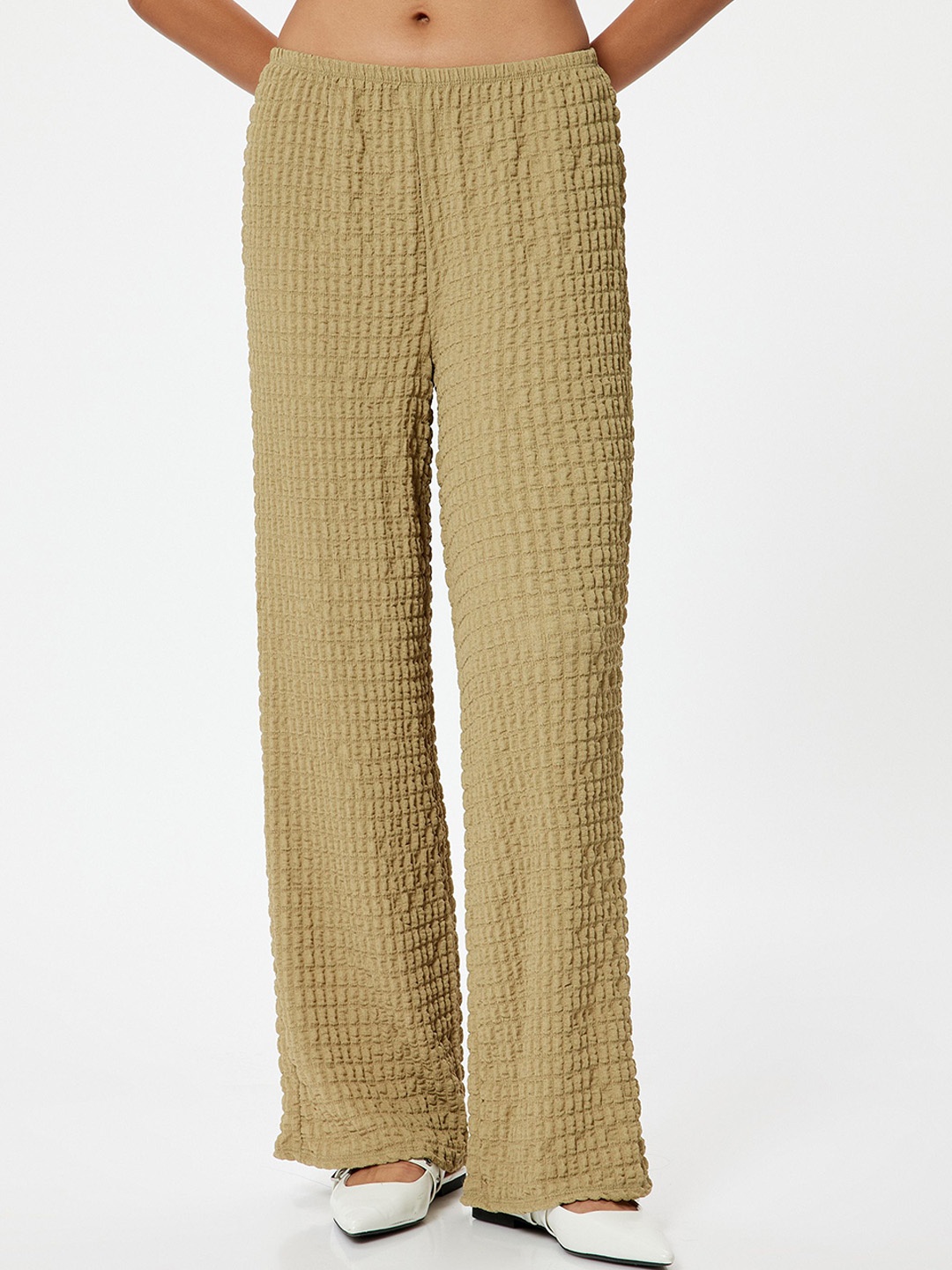 

Koton Women Straight Fit Parallel Trousers, Brown