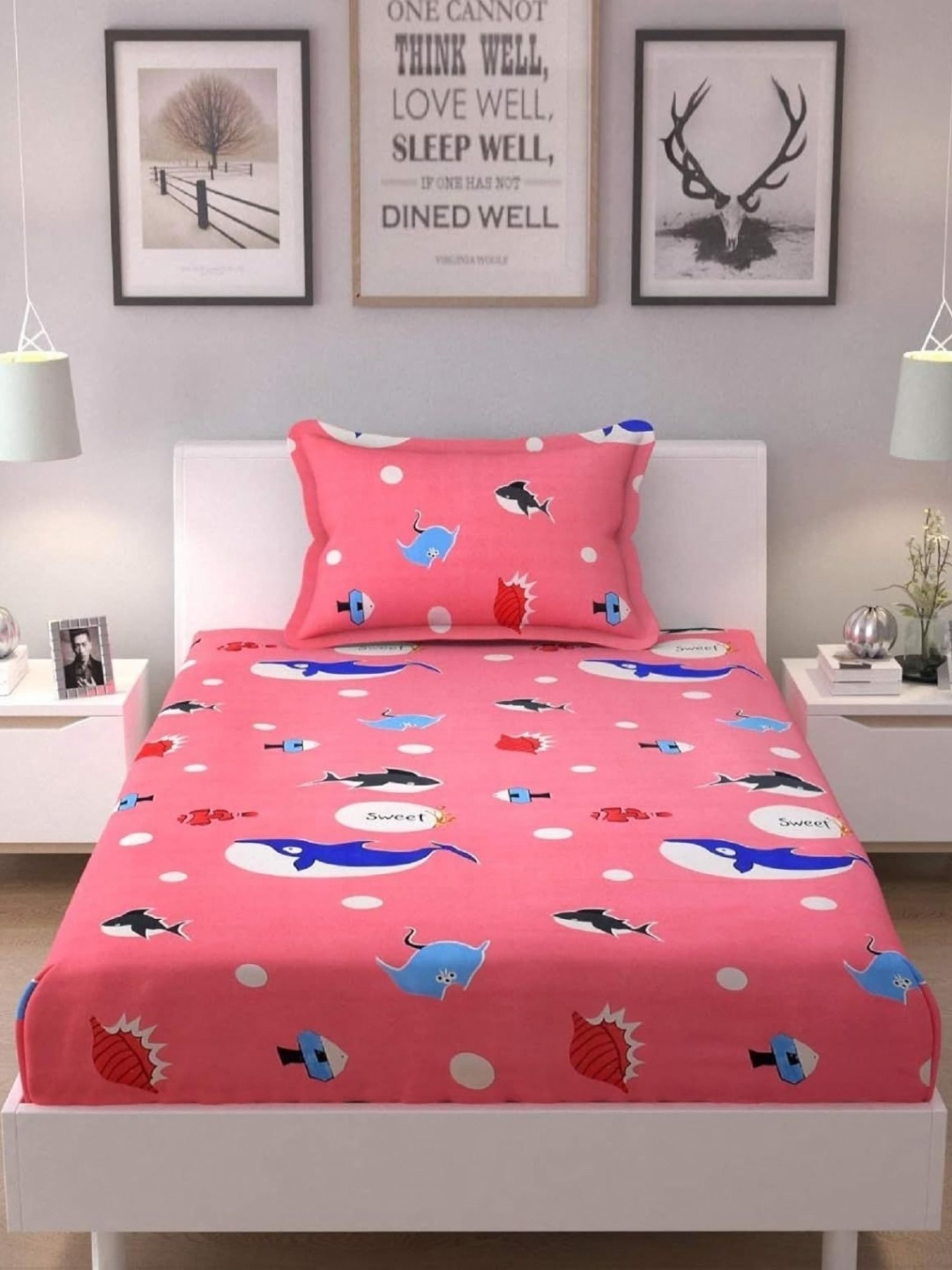 

Innovative Edge Pink 160 TC Single Bedsheet with 1 Pillow Covers